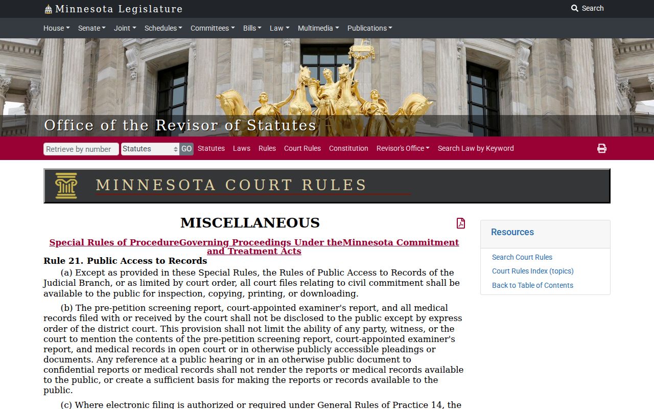 Le Sueur County case search civil commitment access rule