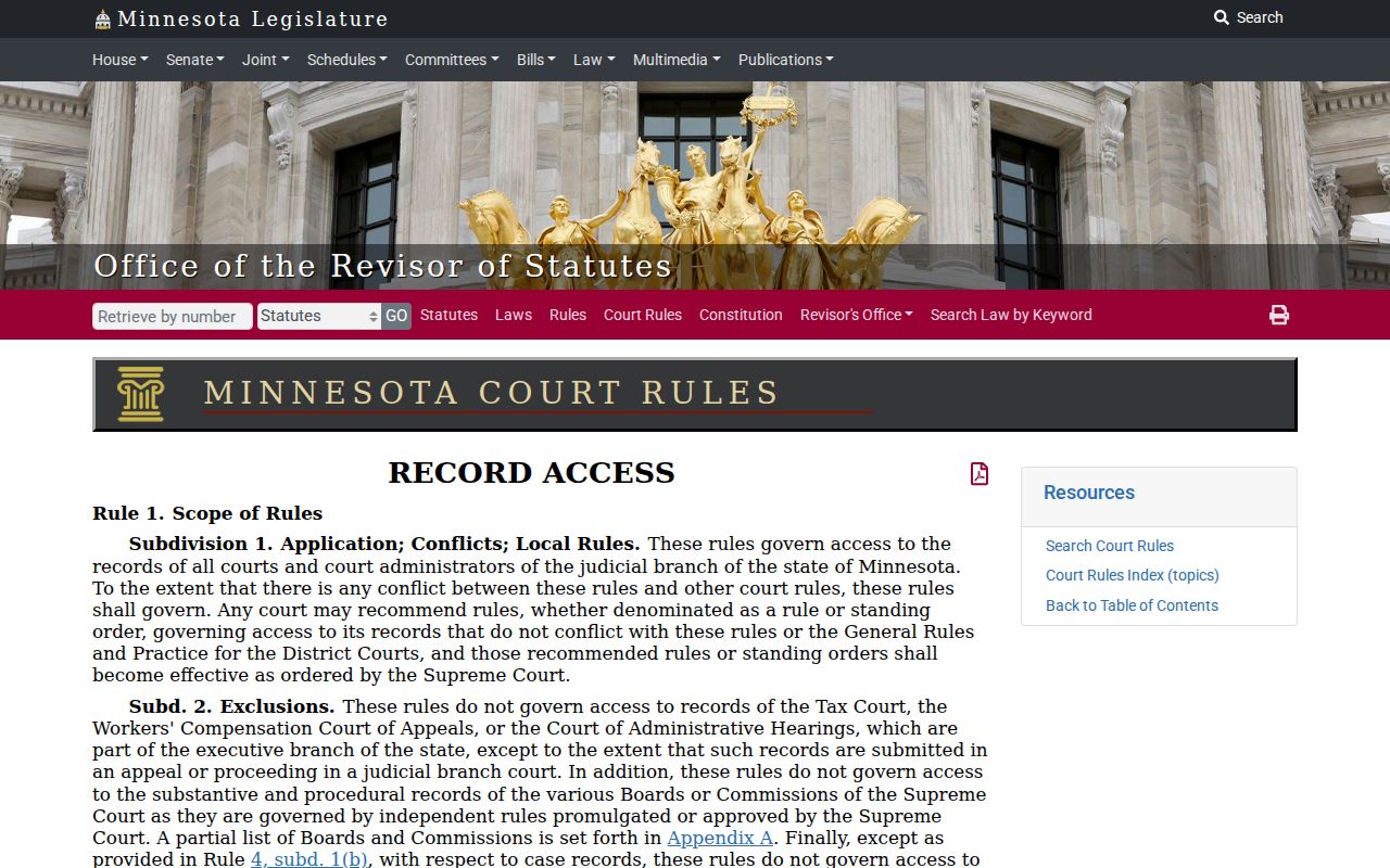 Le Sueur County case search public access rule scope