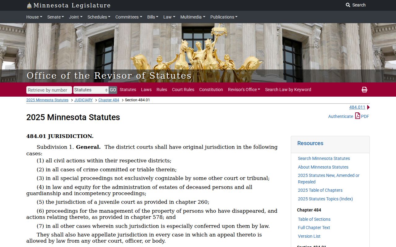 Le Sueur County civil docket District Court jurisdiction
