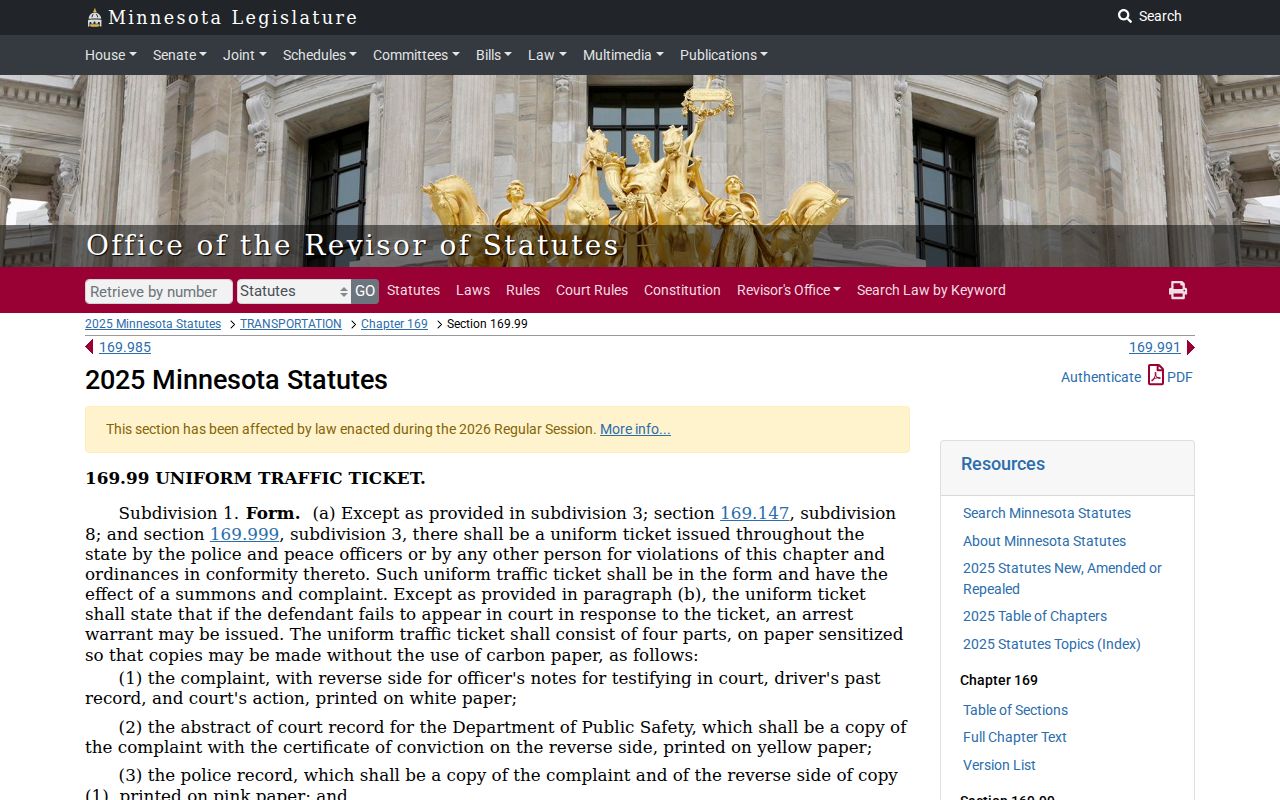 Le Sueur County court calendar uniform traffic ticket source