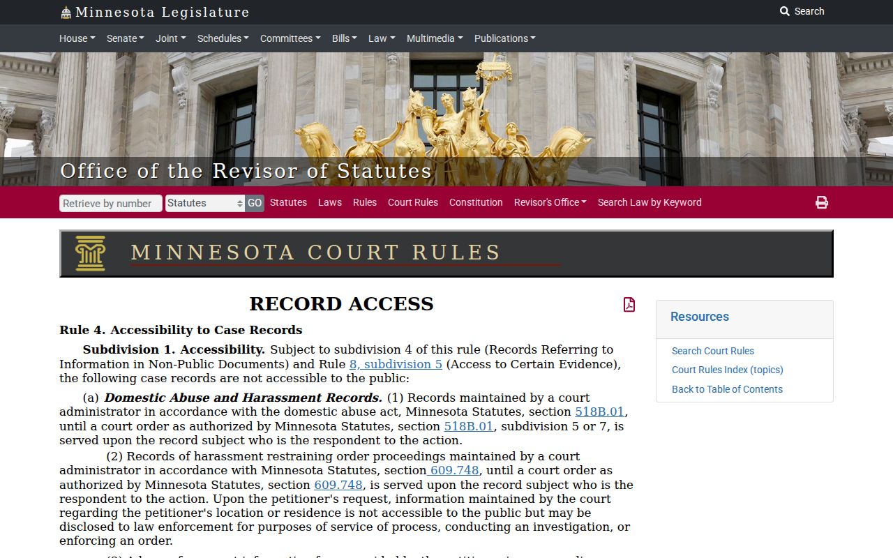 Le Sueur County criminal docket restricted-record access rule